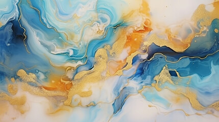 Fototapeta na wymiar Natural luxury abstract fluid art painting in alcohol ink. 
