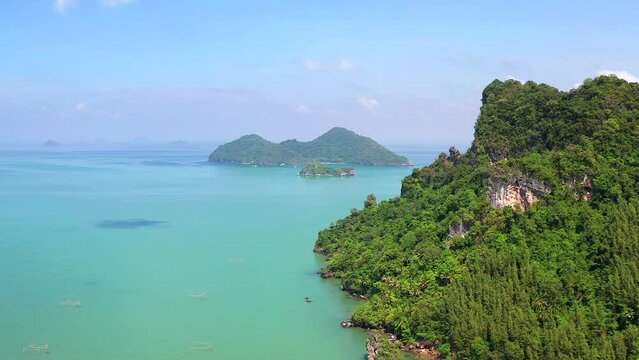 Aerial view of Ao Kram or Baan Ao Khram fisherman village in Chumphon, Thailand