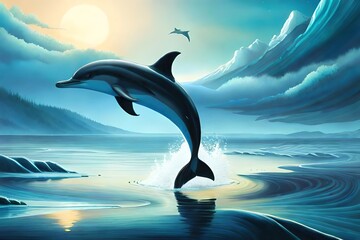dolphins in the ocean, generative ai