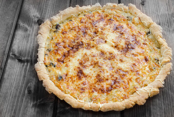 french quiche with onion leek and mushrooms