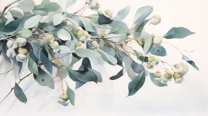 Watercolor eucalyptus watercolor floral. 