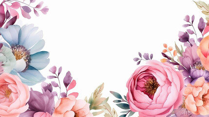 beautiful watercolor floral frame multi purpose background.  - obrazy, fototapety, plakaty