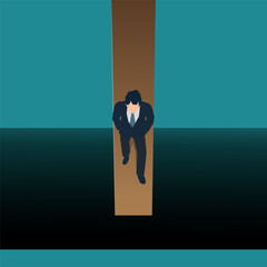 Businessman walked leisurely to end of bridge vector illustration