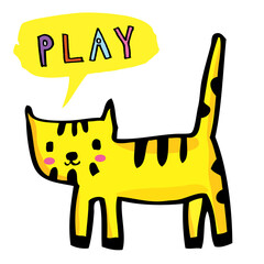 Cute cat,Pet animal vector illustration,Cute cat doodle vector design,Cat hand drawn doodle cartoon