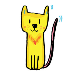Cute cat,Pet animal vector illustration,Cute cat doodle vector design,Cat hand drawn doodle cartoon