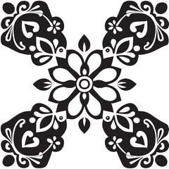 flower design black and white