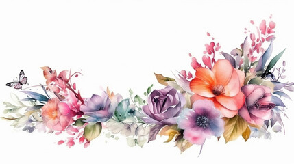 Watercolor wedding floral frame multi purpose background.  - obrazy, fototapety, plakaty