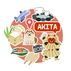 秋田のアイコン　線無し　丸