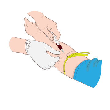 illustration image a doctor using a needle to draw blood from an investigator To check the body transparency image