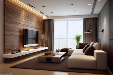 Fototapeta premium Minimal style bedroom, living room, toilet, bathroom. Generative ai