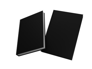 two books 3d rendering black book, png transparent background file