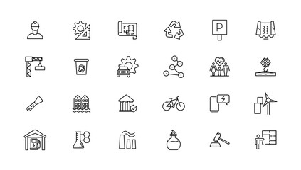 Fototapeta na wymiar Industry and Environment icons. Thin line icons collection. Vector illustration.