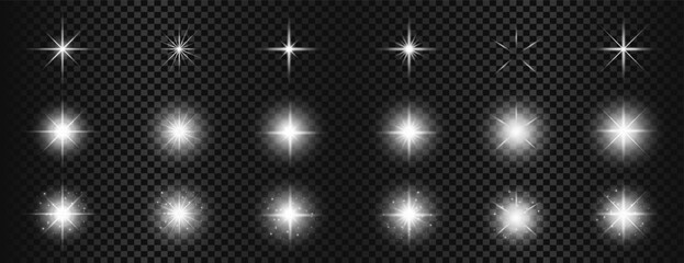 Sparkling star, vector glowing star light effect.Shine glowing stars. Vector illustration