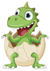 Little Dinosaur Monster Hatching from Egg