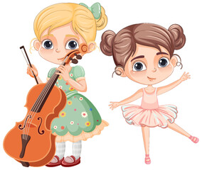 Musician with Dancer Kid Characters