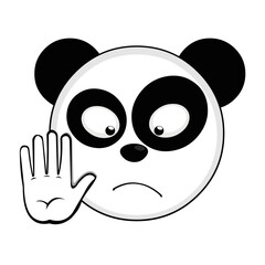 vector illustration face of panda bear cartoon making a stop gesture with his hand