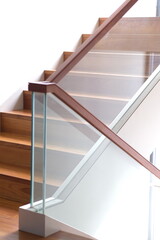 Handrails for stairs made of teak wood.
