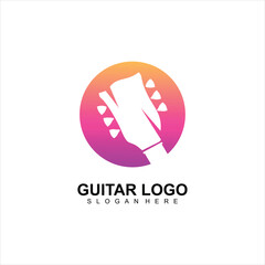 guitar logo design gradient color vector