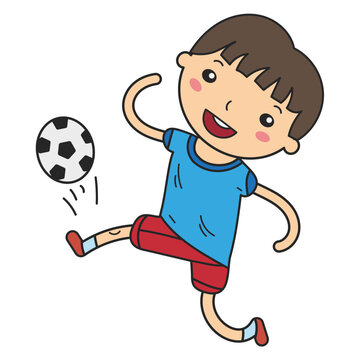 little boy playing football with a ball