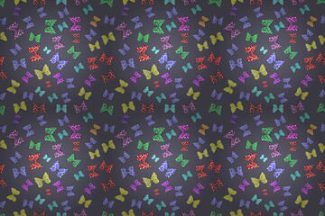 Seamless pattern with interesting doodles on colorfil background. Pano. Raster illustration.