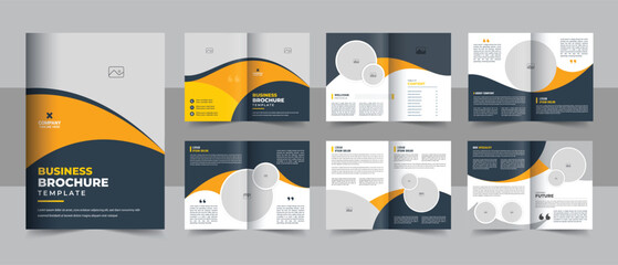 Business brochure template design layout , 12 page corporate brochure editable template layout, minimal business brochure template, Multipurpose template with cover, back and inside pages