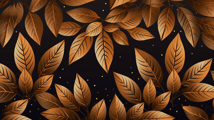 Autumn floral pattern brown and gold leaves and rhododendron. Generative AI