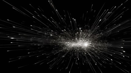 Abstract Light Rays and Sparkles on a Black Background. Generative AI