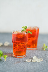 syrup in glass on the table