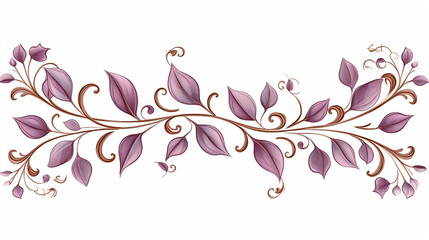 Decorative elegant border with branch and leaves. Generative AI