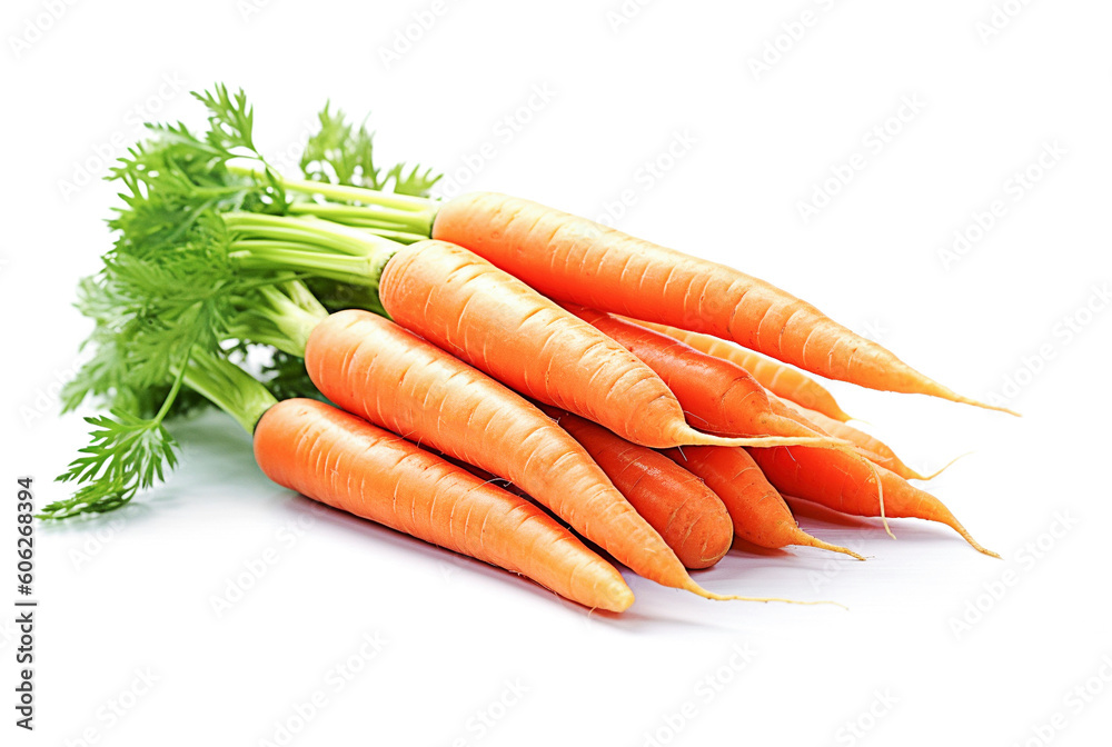 Sticker ai generative. carrot vegetable with leaves on white