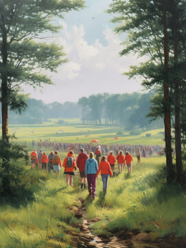 People walking the plain of Belgium