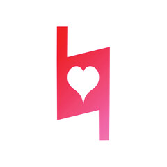 Letter H with the heart icon. Love and Valentine's Day symbol.