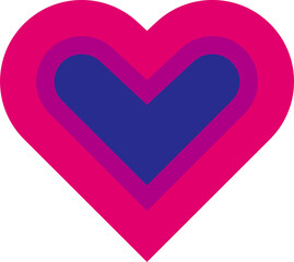 Bisexual flag colors in heart shape pride month decoration