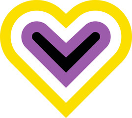 Non-binary flag colors in heart shape pride month decoration
