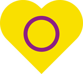 Fototapeta na wymiar Intersex flag sign in heart shape pride month decoration