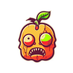 Zombie fruit mascot icon illustration