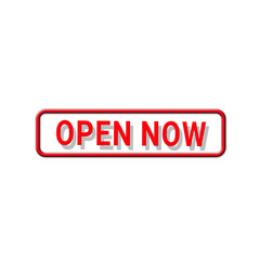 Open now button or open now tag label banner