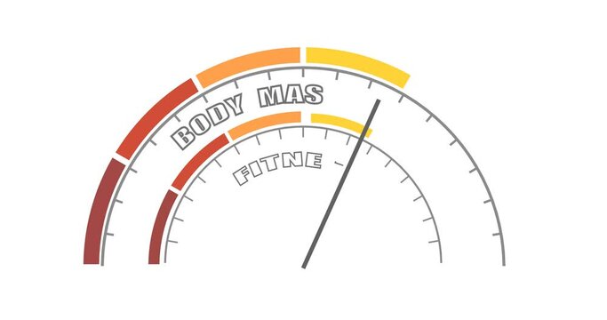 Abstract measuring device. Influence of fitness on body mass index. Scales of cause and effect.