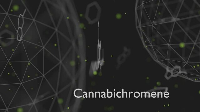 Cannabichromene or CBC molecular structural chemical formula. Futuristic science backdrop. Pharmacology concept