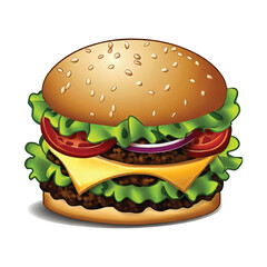 Get your appetite going with this delicious burger vector illustration. Perfect for food blogs, menus, and design restaurant websites!