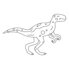 Hand drawn linear vector illustration of velociraptor