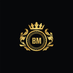 Luxury royal wing letter BA-BZ crest gold color logo vector image