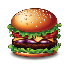 Get your appetite going with this delicious burger vector illustration. Perfect for food blogs, menus, and design restaurant websites!