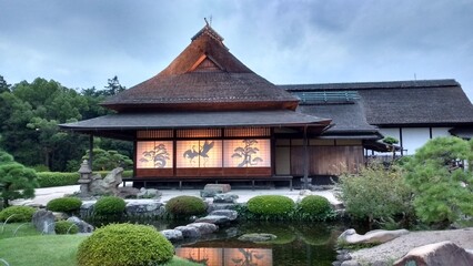 Fototapeta na wymiar Light up traditional Japanese house