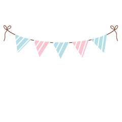 Watercolor pink and blue pennants Party flag.	
