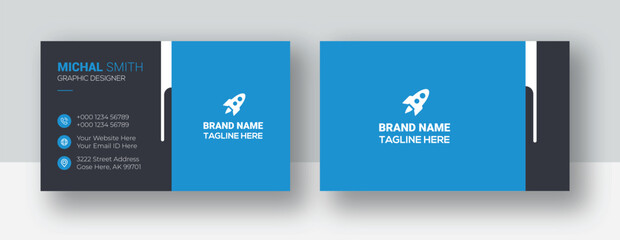 Modern creative business card design template | Double sided creative business card template | Corporate landscape orientation and horizontal layout