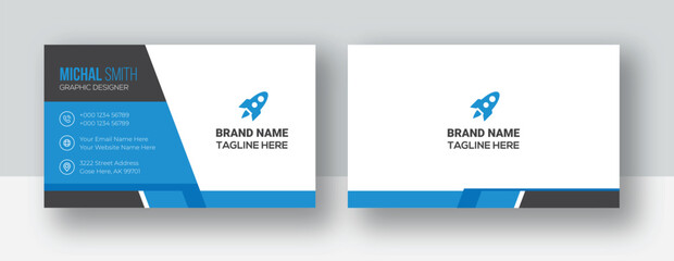 Modern creative business card design template | Double sided creative business card template | Corporate landscape orientation and horizontal layout