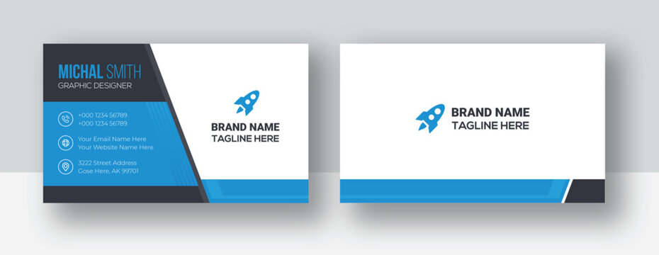 Modern creative business card design template | Double sided creative business card template | Corporate landscape orientation and horizontal layout