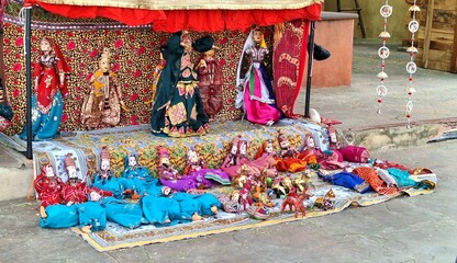 Colorful India dance puppets show market entertainment  dance folk jaipur