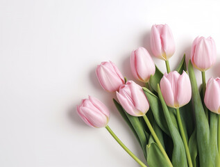 Beautiful tulip flowers with copy Space background, top view. Space for text